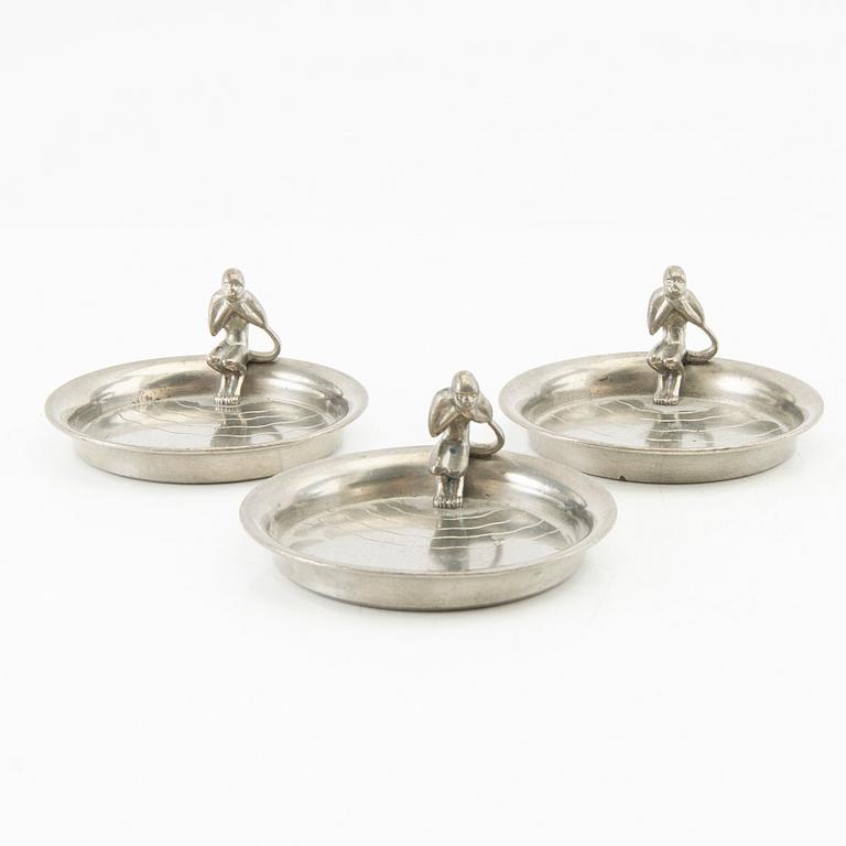 Ashtrays, 3 pcs, by Svenskt Tenn, 1930.