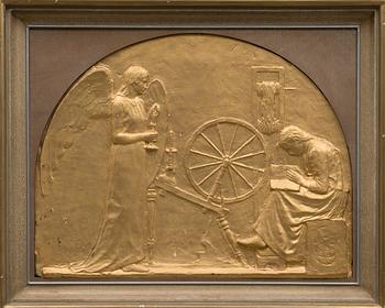 bronzed plaster relief, signed and dated 1897.