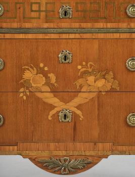 A Gustavian marquetry commode by G. Foltiern (mastewr in Stockholm 1771-1804).