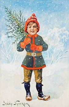 935. Jenny Nyström, Boy with a Christmas tree.