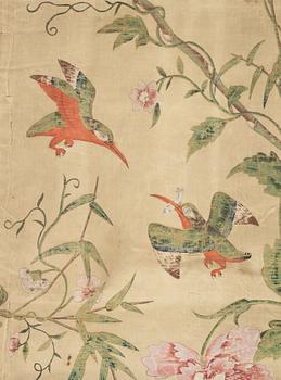 A set of four Chinese wall paper panels, Qing dynasty, 18th Century.