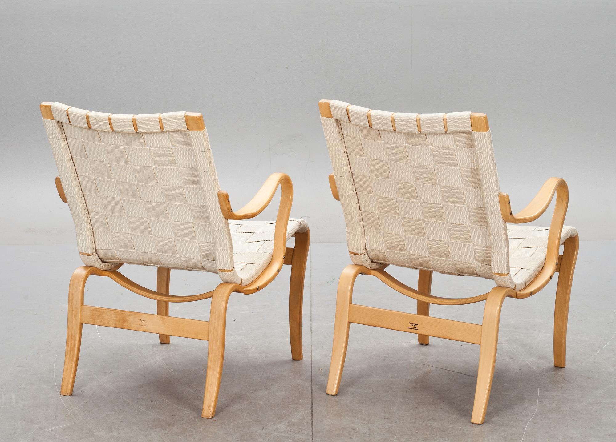 FÅTÖLJER, 2 stycken. "Mina" Bruno Mathsson.