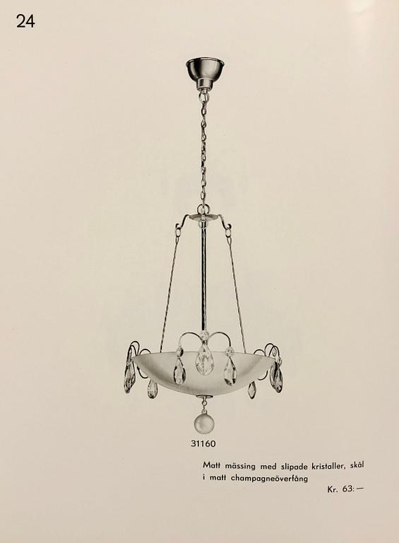 Erik Tidstrand, taklampa, modell "31160", Nordiska Kompaniet, 1940-tal.