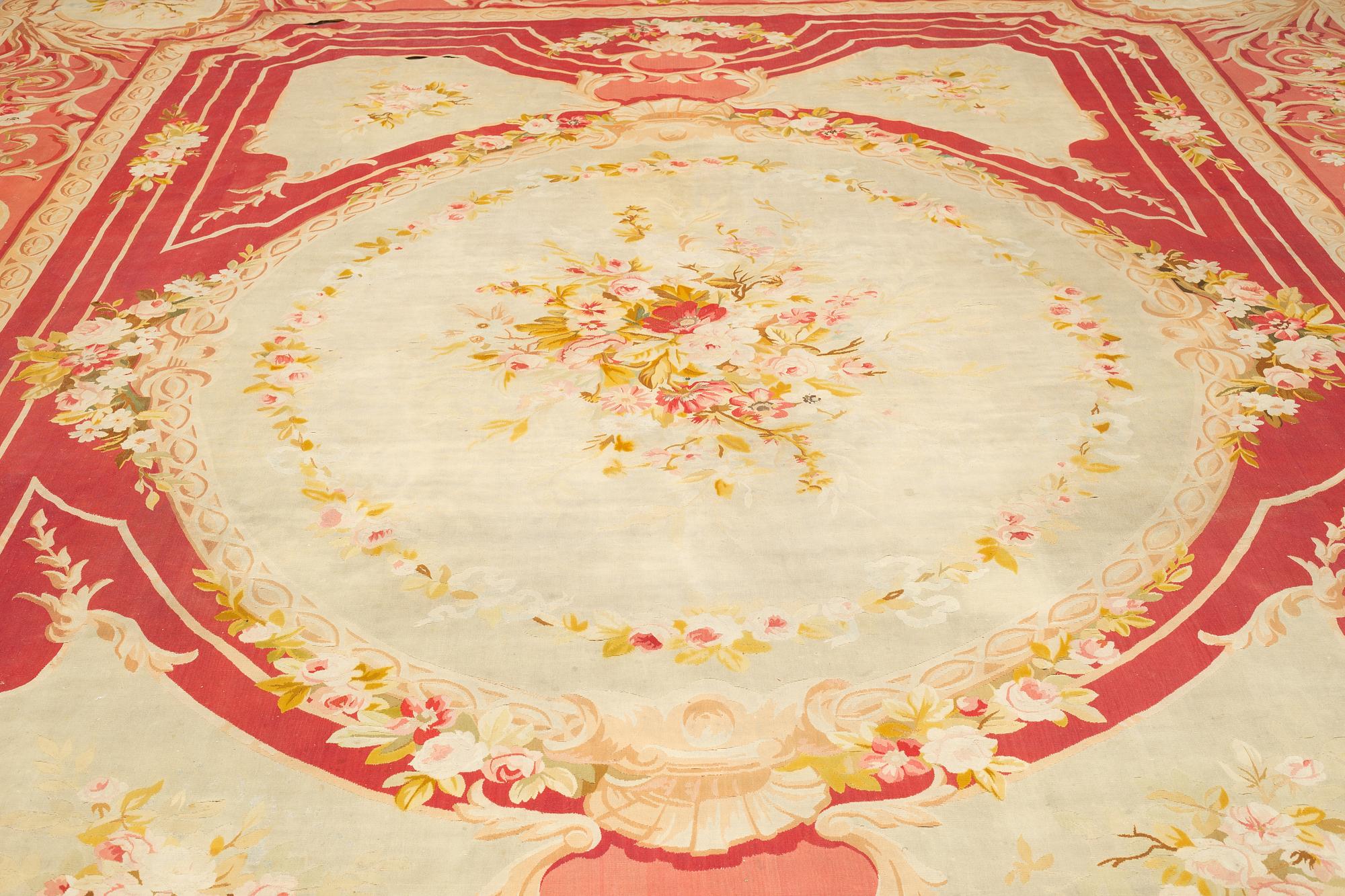 A carpet, tapestry weave, ca 625 x 431,5 cm, Aubusson the middle of the 19th century - around 1900, France.