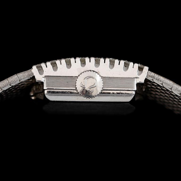 ARMBANDSUR, 18K vitguld med biljantslipade diamanter, Omega. Total vikt ca 55 g.