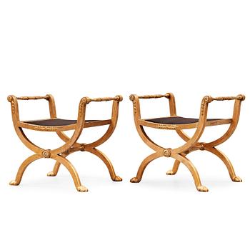 1406. A pair of Swedish 19th century stools.