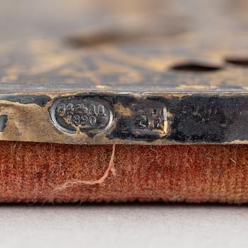Two Russian 19th century travle icon, oklad in silver and parce-gilt, one with assayer mark AA 1890.