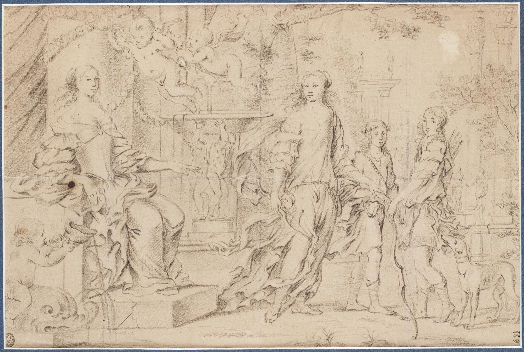 JAN MYTENS, hans krets. Osignerad. Bildyta 24 x 35,5 cm.