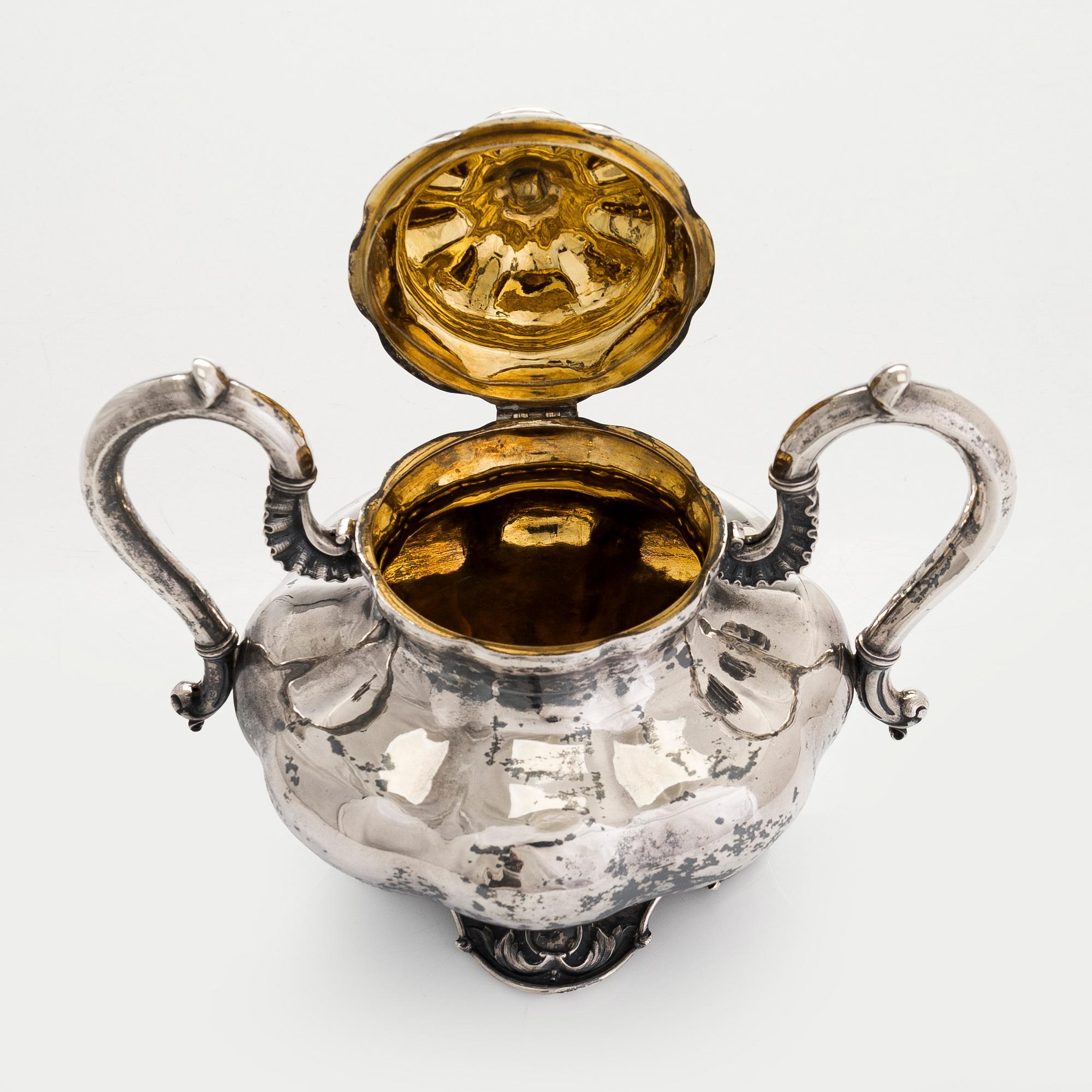 Ivan Gubkin, Kaffe- och teservis, 4 delar, silver, Moskva 1847-48.
