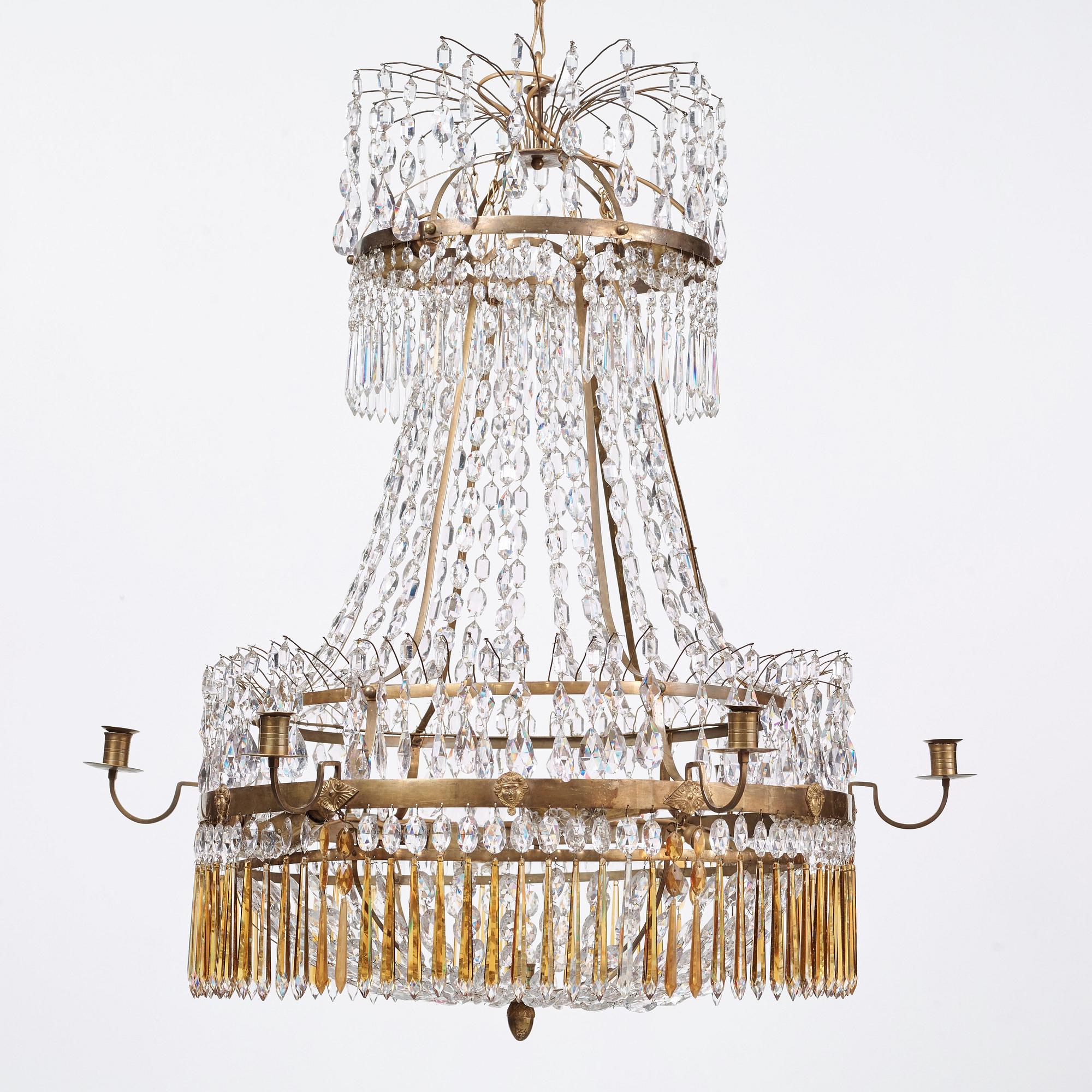 A late Gustavian early 19th century seven-light chandelier.