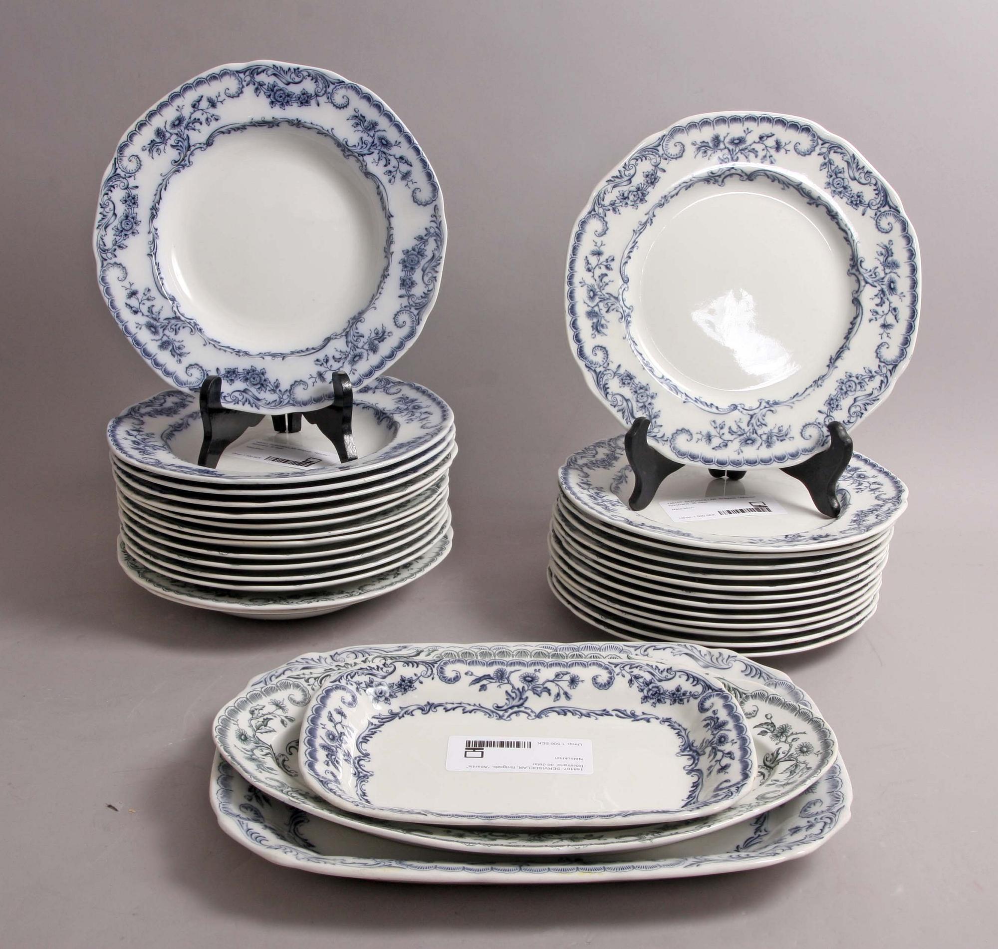 SERVISDELAR, 45 st, flintgods, "Atlantis" Rörstrand.