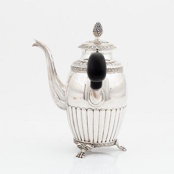 A Swedish silver coffee pot, mark of Anders Lundqvist, Stockholm 1847.