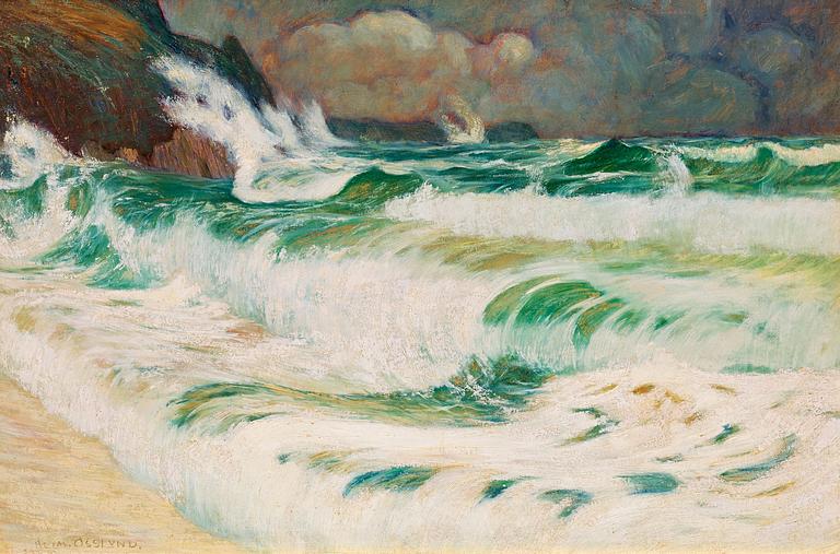 Helmer Osslund, Waves breaking on the coast.