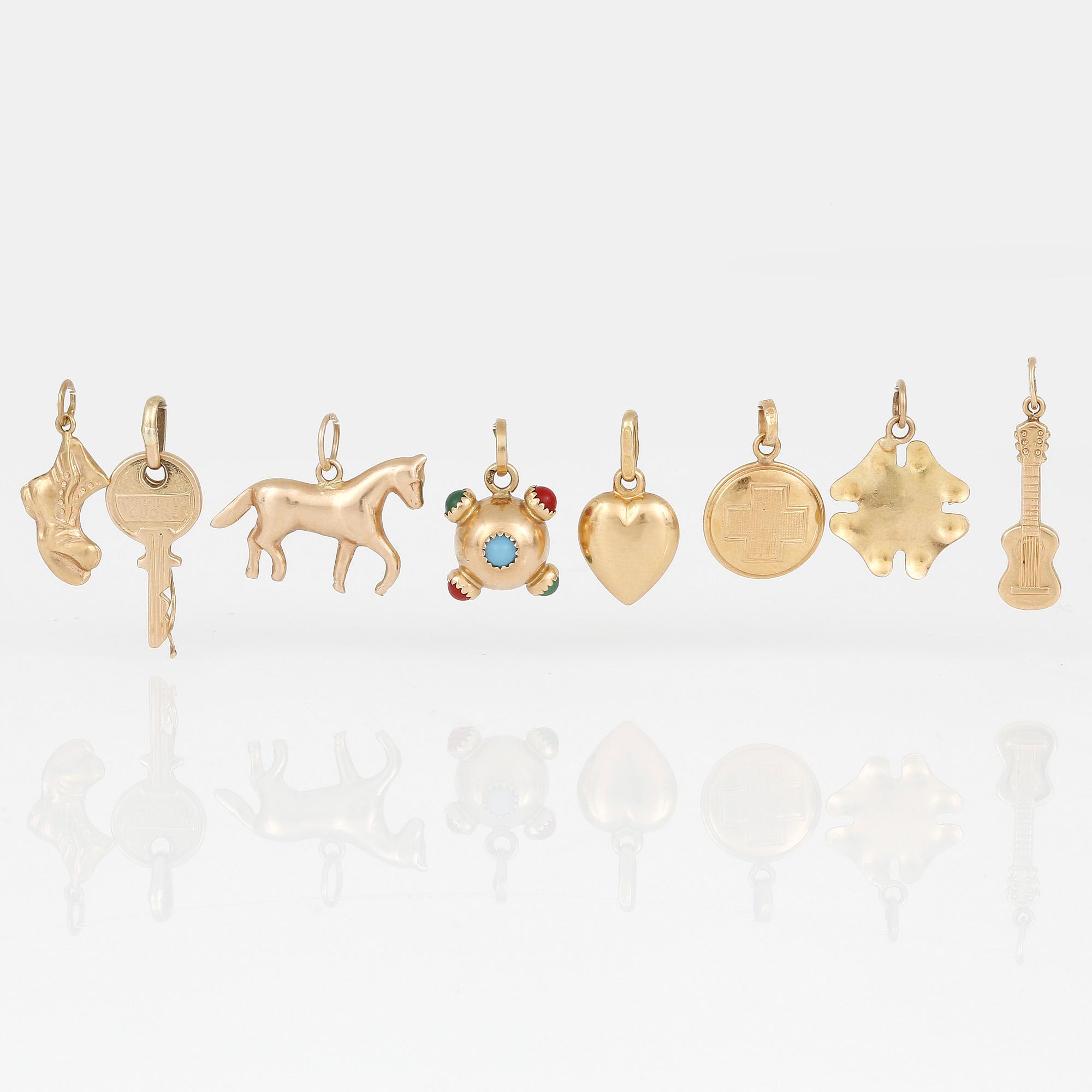 PARTI BERLOCKER, 7 st, 18K guld.
