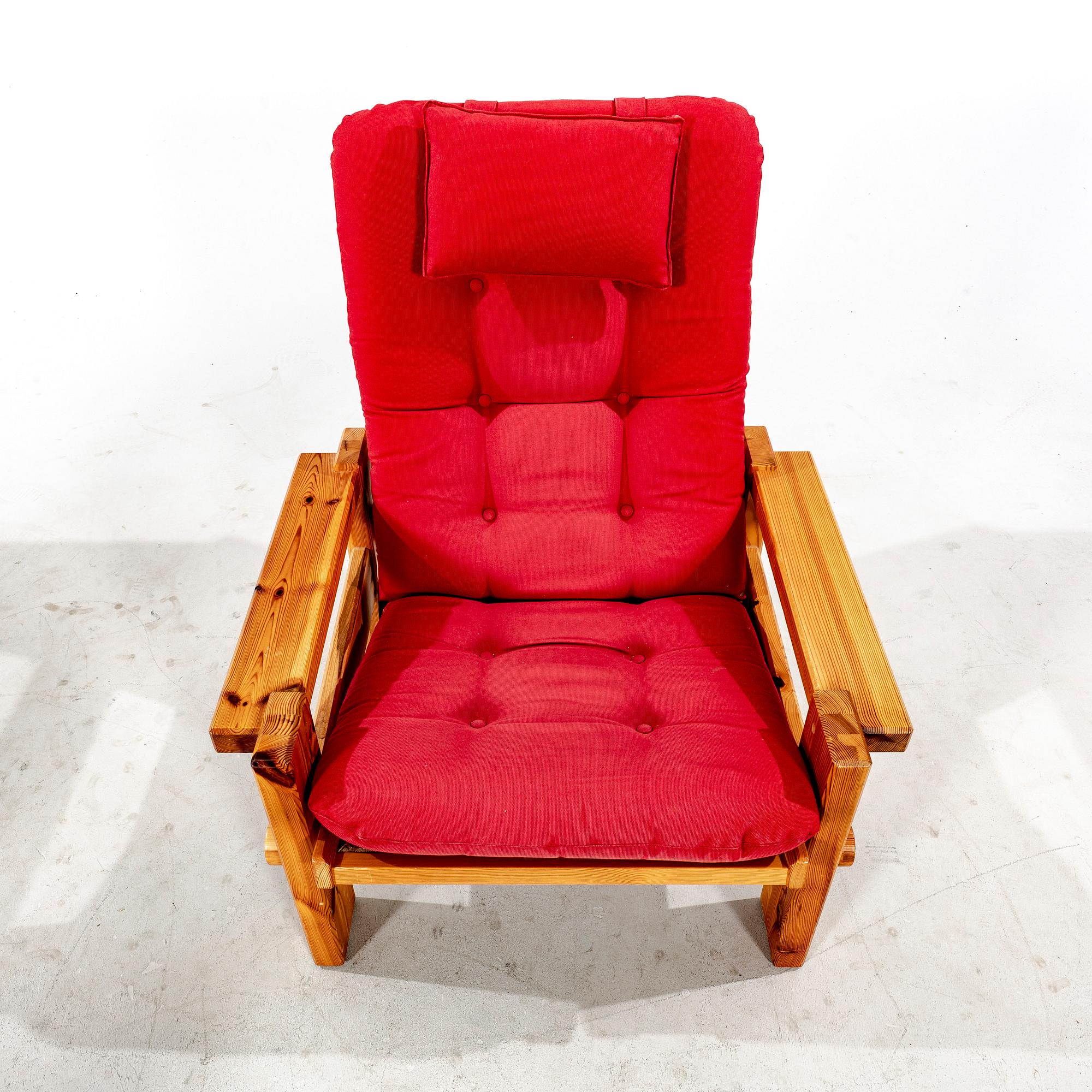 A pair of Yngve Ekström "Dymling" pine armchairs for Swdese 1970s.