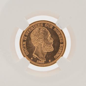 Guldmynt Sverige, Oscar II 20 kr, 1885.