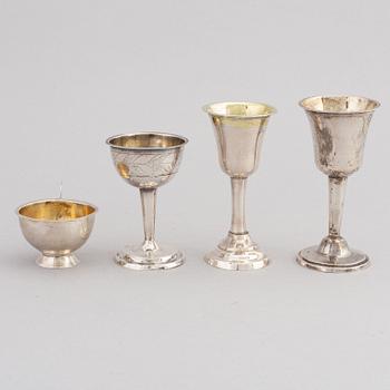 Four Swedish Silver Brandy Cups, first half of the 19th Century.