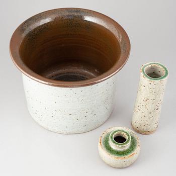 Marianne Westman, a set of two stoneware vases and Signe Persson-Melin, a pot, Rörstrand.