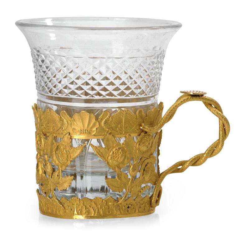 A Russian Empire ca 1830 gilt brass tea glass holder.