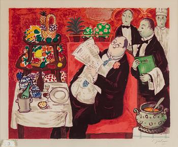 LENNART JIRLOW, lithograph in colours, signed L. Jirlow and numbered 153/310 in pencil. Executed in 1978. "Gourmanden".