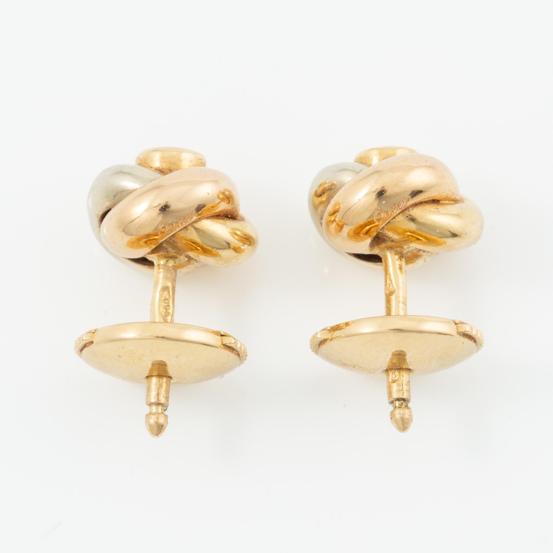 Cartier, earrings, a pair, "Trinity" 18K gold with round brilliant-cut diamonds.