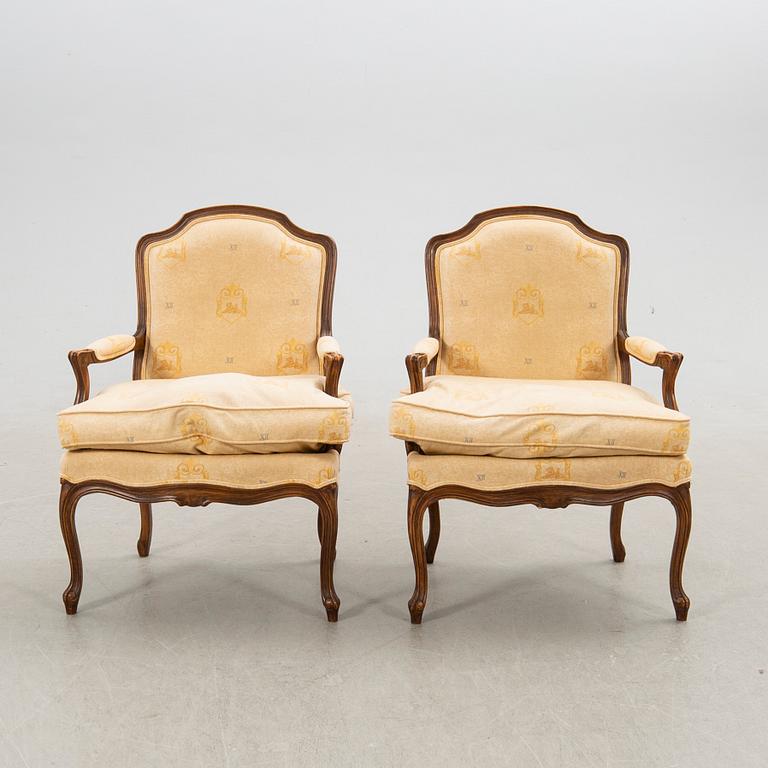 Fåtöljer ett par, Louis XV, 1800-tal.