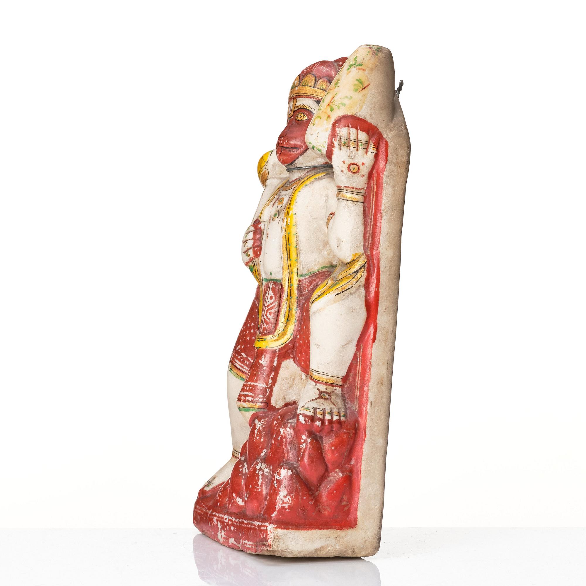 Skulptur, alabaster. Indien, Hannuman, sent 1800-tal.