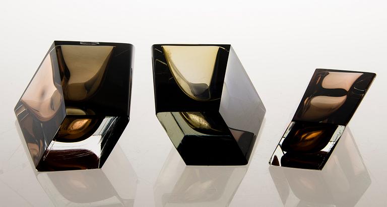 Kaj Franck, A set of six signed 'Prisma' vases.