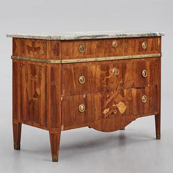 A Gustavian marquetry commode attributed to G. Foltiern (master in Stockholm 1771-1804).