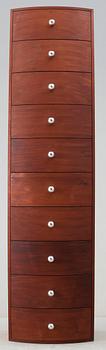 A Jonas Lindvall 'Belly Up' mahogany chest of drawers, for David Design, Sweden.