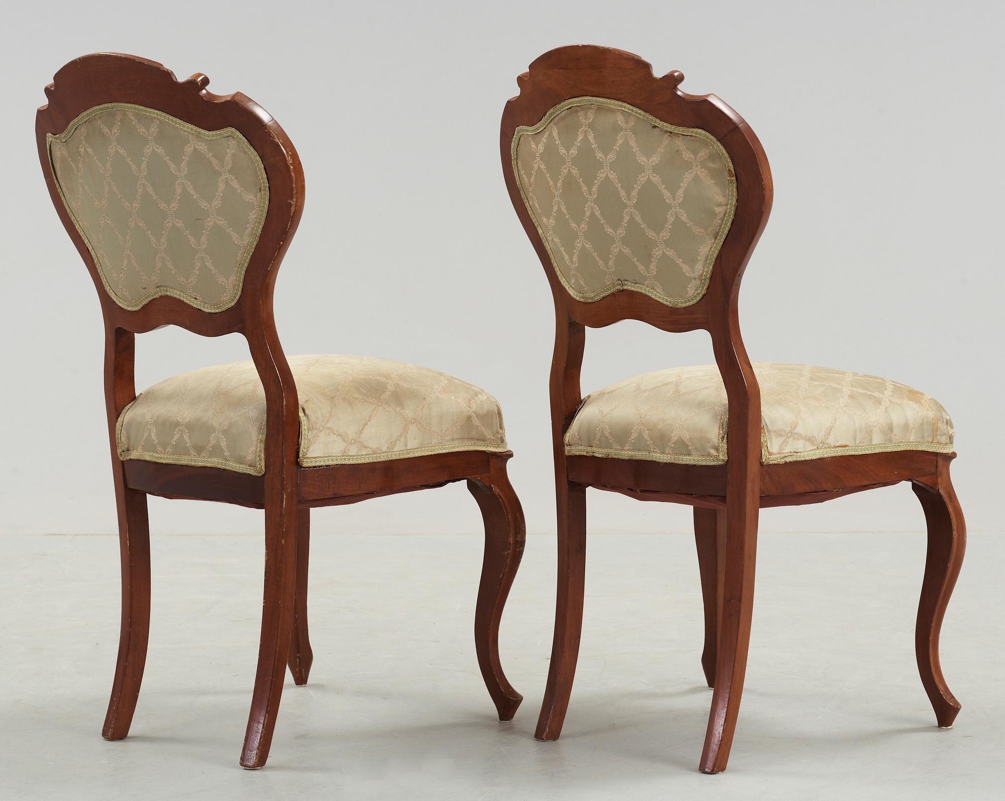 STOLAR, ett par, nyrokoko, med Karl XVs monogram, 1800-tal.