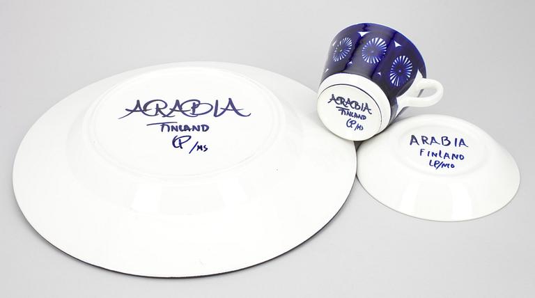 ULLA PROCOPÉ, FAT "Valencia" samt TEKOPPAR "Fiesta", 2 st, porslin, Arabia, 1900-talets mitt.