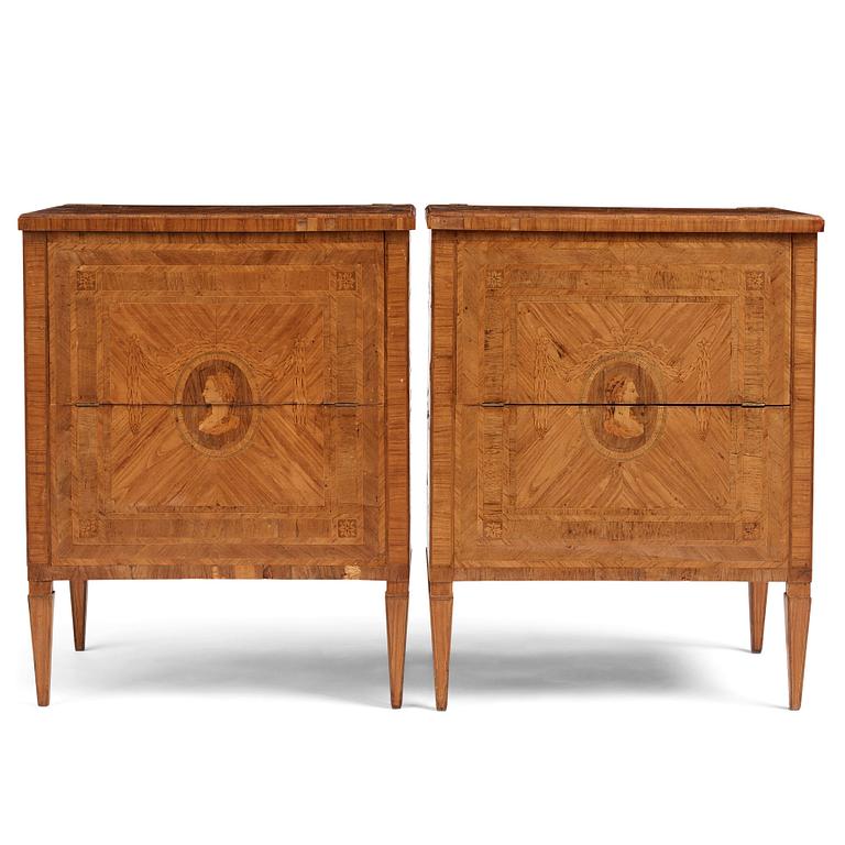 A pair of Italian Louis XVI cabinets, late 18th century.