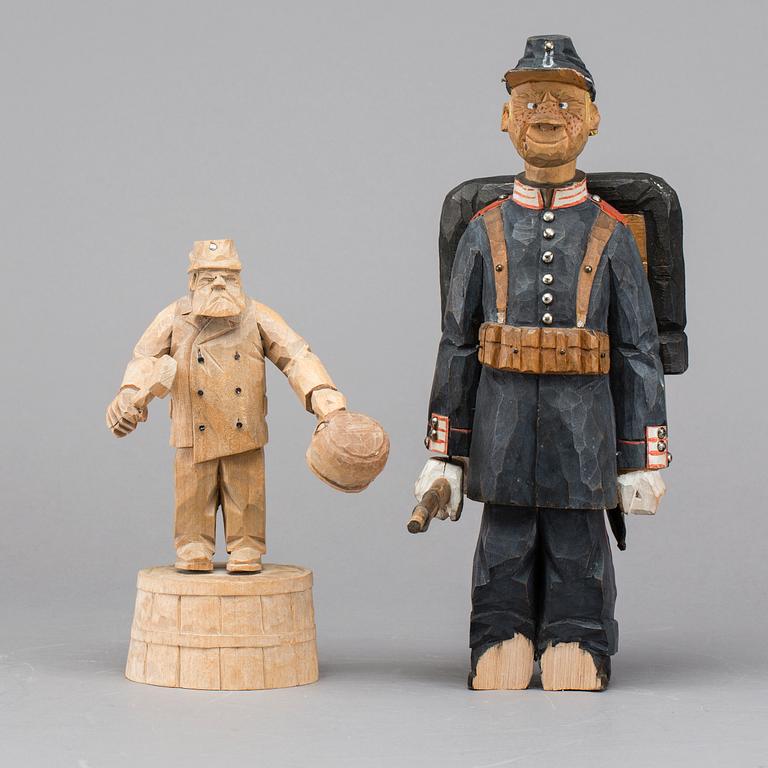 TWO WOOD SCULPTURES, one signed Axel Ericsson.