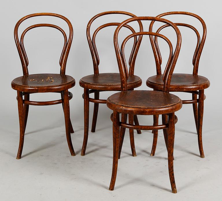 STOLAR, 4 st, böjträ, Thonet, tidigt 1900-tal.