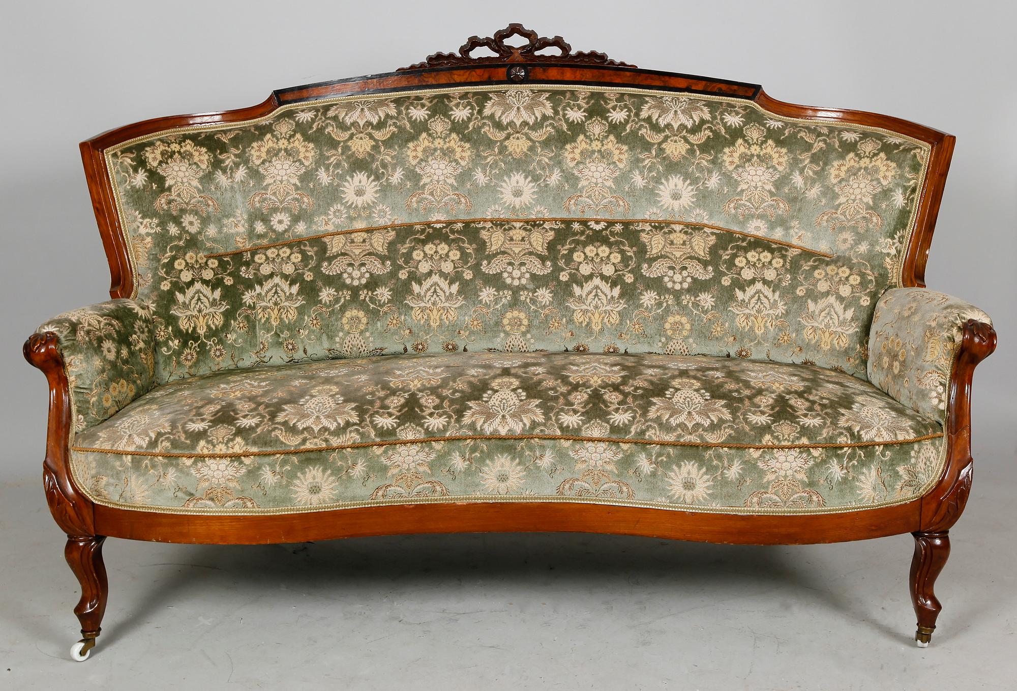 SALONGSMÖBEL, 6 delar, nyrokoko, sent 1800-tal.