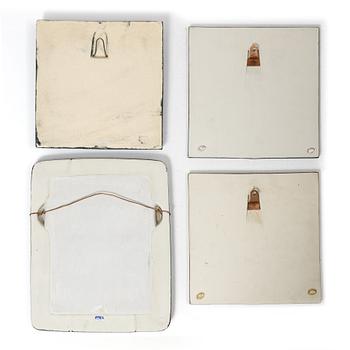 Lisa Larson, three stoneware wall reliefs and a mirror, Gustavsberg.