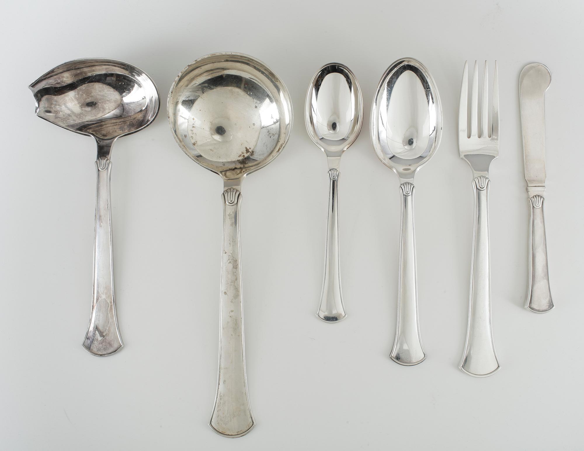 BESTICKSERVIS, 76 delar, sterlingsilver, Hans Hansen, Danmark, bland annat 1934. Vikt ca 2467g.