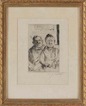 LOVIS CORINTH, 2 st torrnålsgravyrer, signerade.