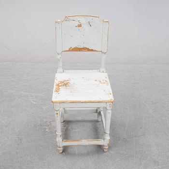 Four painte pine chairs, 19th Century.