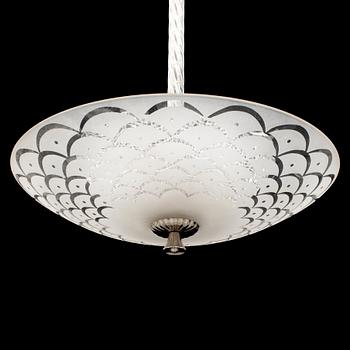 A 1940's glass ceiling lamp.