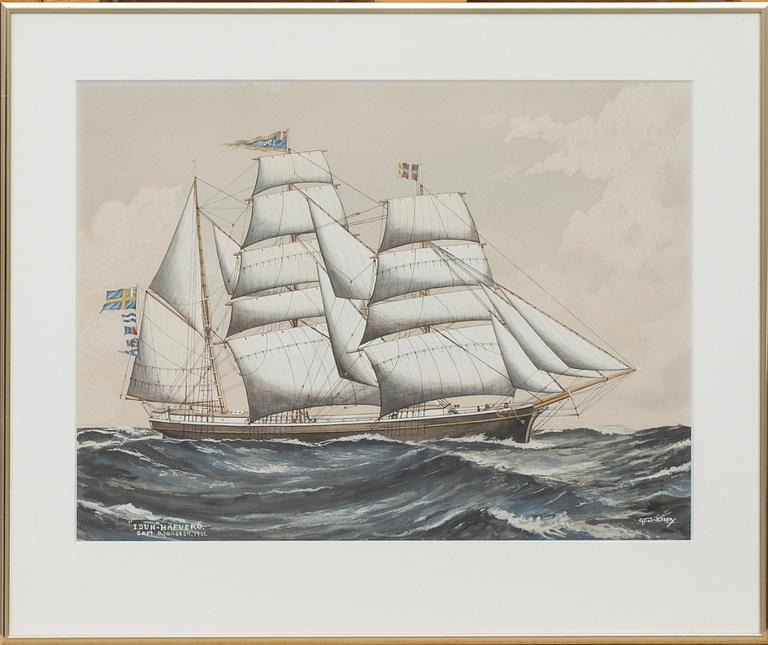 GUSTAF FREDRIKSSON, akvarell med täckvitt, signerad.