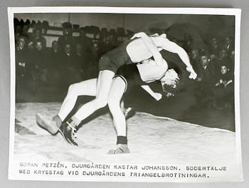 PRESSFOTOGRAFIER, 1940-tal. Motiv från olika boxningsmatcher. Totalt 25 stycken.