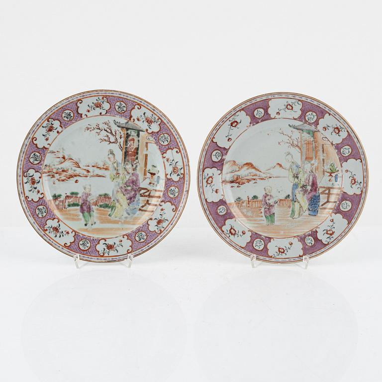 Tallrikar, 6 st, porsin, Kina, 1700-1800-tal.