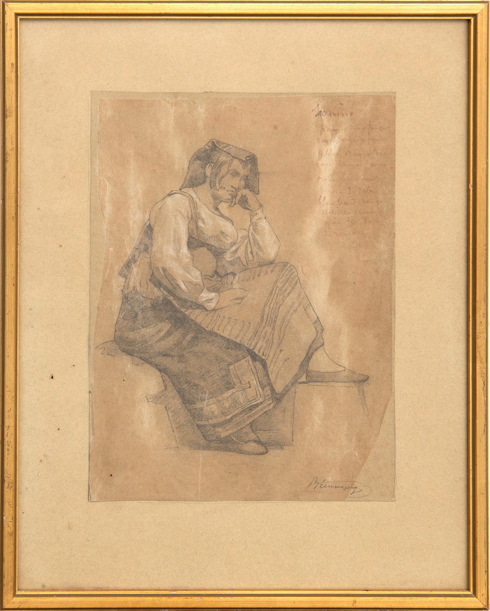 Victor Francois Biennourry, Sittande italiensk kvinna.