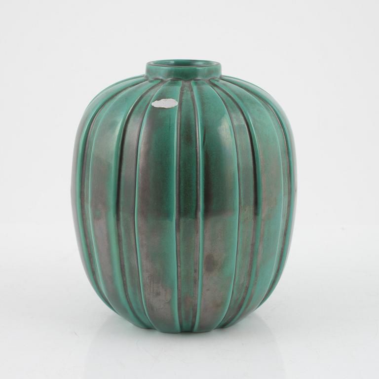 Upsala ekeby green glaced vase.