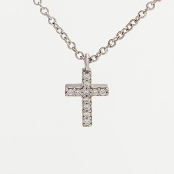 Tiffany & Co, an 18K white gold "Metro Cross" necklace with diamonds.