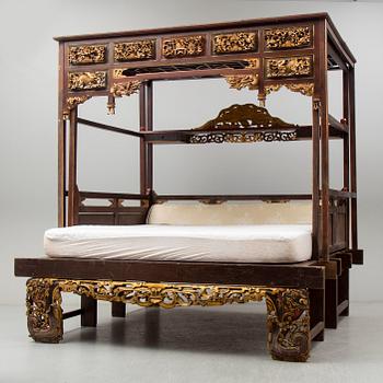 A large Chinese bed, partly Qing dynasty.