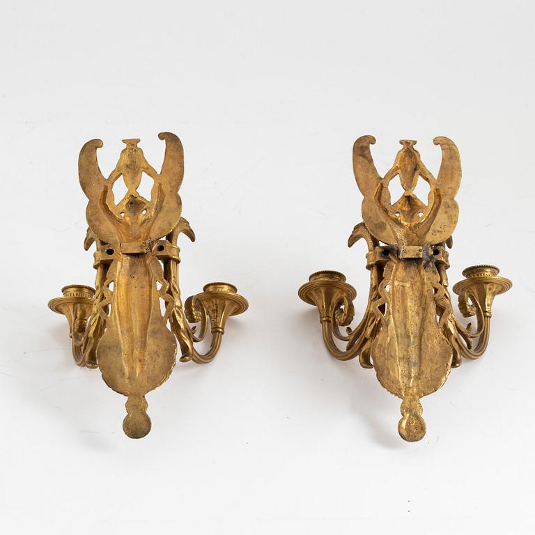 Appliquer, ett par, brons, empirestil, 1900-talets början.