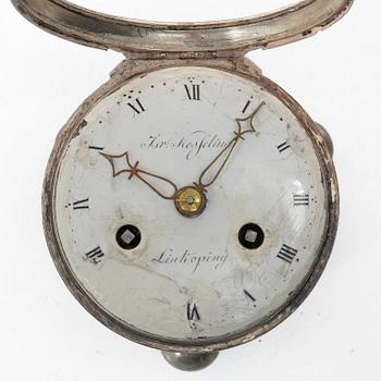 A silver carriage clock by I. Nesselius (watchmaker 1811-46), case by P. G. Strömberg, Linköping 1820.